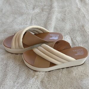 Sorel Quilted Platform Cream Comfort Slides